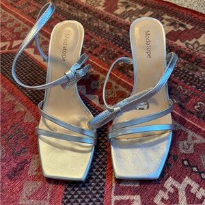 Silver Strappy Women's Heels